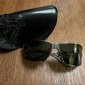 Original Versace 2040 Sunglasses. Polished gun metal grey.